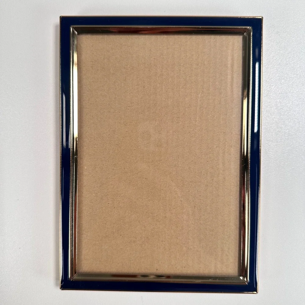 Rachel Zoe Enamel Picture Frame 5x7 Navy Blue Gold Trim Modern Minimalist